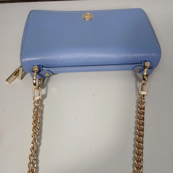 Tory Burch Blue Leather Landon Travel Wallet - Picture 9 of 13